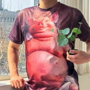 웃는 돼지 동물 반팔 티셔츠 티 옷 병맛 웃긴 재밌는