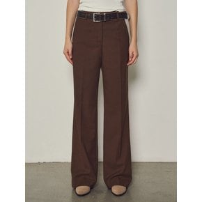 Wool Blend No Tuck Boots Cut Slacks_CTB528(Brown)