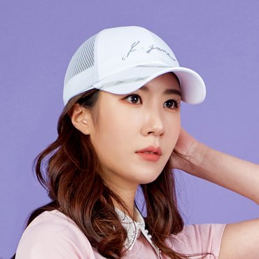 제이제인 여성 골프웨어 제이제인 리본 라인 메쉬 볼캡 (White)