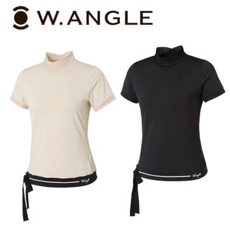 와이드앵글 22년 SS 여성 CF 허리 리본 포인트 티셔츠 WWM22245 블랙(Z1), 아이보리(E2)