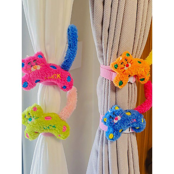 색동 고양이 커튼 홀더 스트랩 커튼묶기