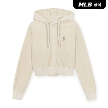 MLB [코리아공식] 여성 베이직 벨벳 크롭 후드집업 BOS (D.Cream)