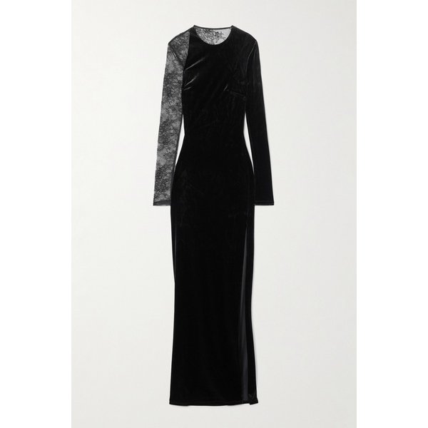 레이스 패널 벨벳 맥시 원피스 46376663162915028