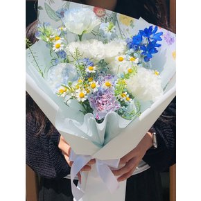 MZ선물 기념일선물 여자친구선물 생화 꽃다발 썸머 블루꽃다발 기념일 부모님선물  축하선물