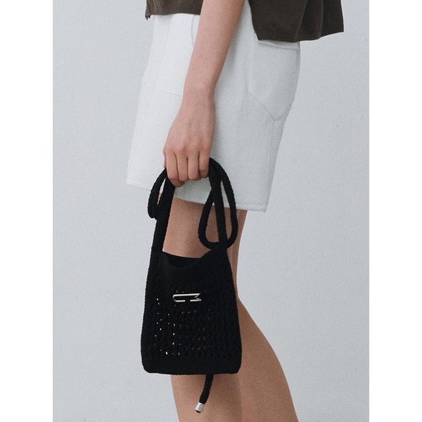 Paper yarn crochet mini bag_Black