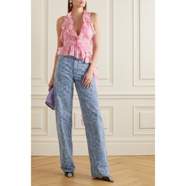 플로럴 프린트 와이드 진 라이트 데님 1647597288643410