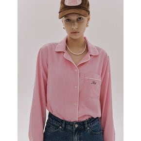 Opend Collar Corduroy Shirt (PINK)