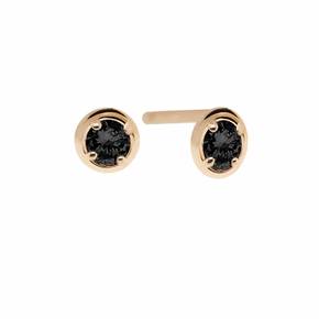 14k Round Cubic Stud Earrings_Black