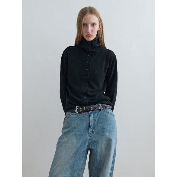 Cashmere High-Neck Cardigan Black