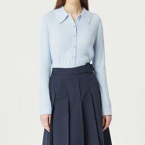 여성 골지 셔츠카라 가디건 L BLUE
