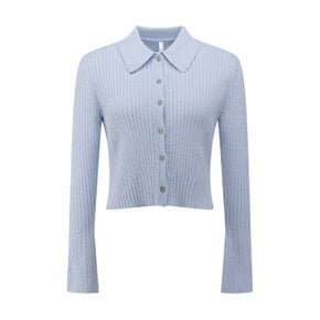 여성 골지 셔츠카라 가디건 L BLUE