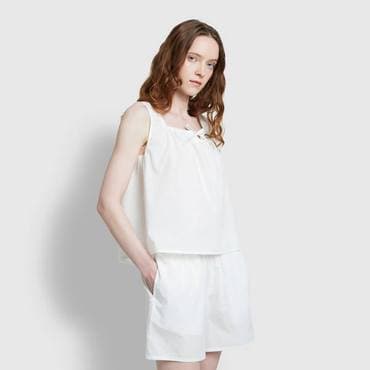 JAJU 25 S/S  여 60수 코튼 셔링 민소매 파자마 셔츠  J205201026