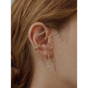 Cross Line Cubic Point Earcuff (14k)