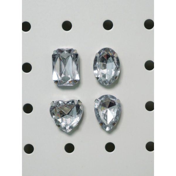 반짝이는 유광 실버 스톤 보석 냉장고 자석 4P 세트