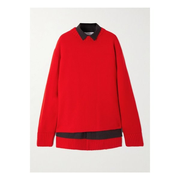 레이어드 울 미니 드레스 레드 46376663162908247