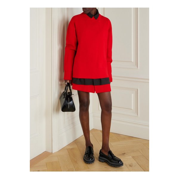 레이어드 울 미니 드레스 레드 46376663162908247