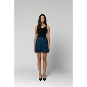 BELTED TUCK SHORT DENIM - BLUE(JS24-P003-BL)