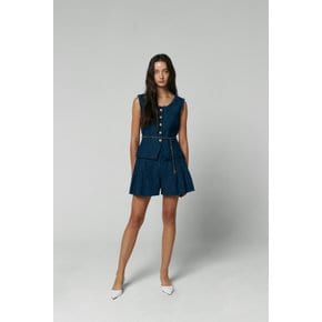 BELTED TUCK SHORT DENIM - BLUE(JS24-P003-BL)