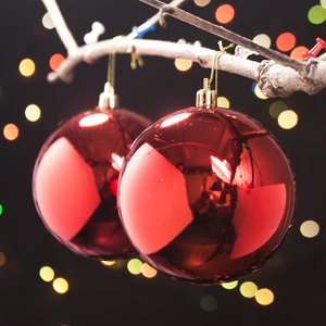 크리스마스 장식 소품 2p 레드 유광볼(10cm) 트리볼