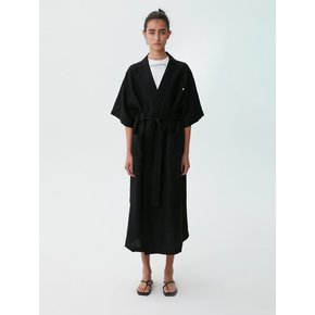 WIDE SLEEVE LINEN ROBE (BLACK)