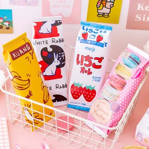 유니커블 귀여운 스낵바 초코바 디자인 감자튀김 치즈 고양이 곰돌이 파우치 필통 필기구 수납 포켓
