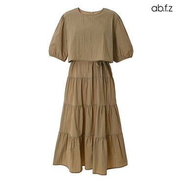 ab.f.z [ab.f.z/신상] 라운드넥 주름 디테일 나일론 원피스 (AFZ5MO46A)