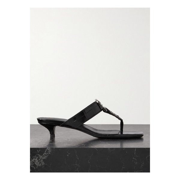 넷 서스테인 벨트 크로코 플립플랍 크로커다일 이펙트 가죽 뮬 블랙 1647597326276470