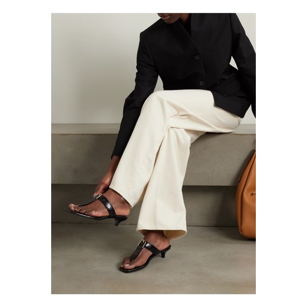 넷 서스테인 벨트 크로코 플립플랍 크로커다일 이펙트 가죽 뮬 블랙 1647597326276470