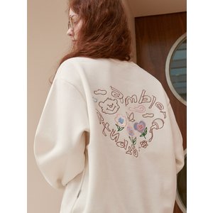 엠블러 Flower heart Over fit Sweatshirt AMM1107 (Ivory)