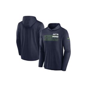 3799626 Nike Mens Navy Seattle Seahawks Lightweight Performance Hooded Long Sleeve T-Shirt