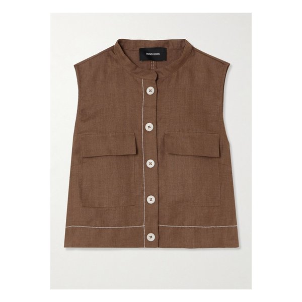 본디 본 바레나 크롭 헤링본  리넨 베스트 초콜릿 1647597338627018