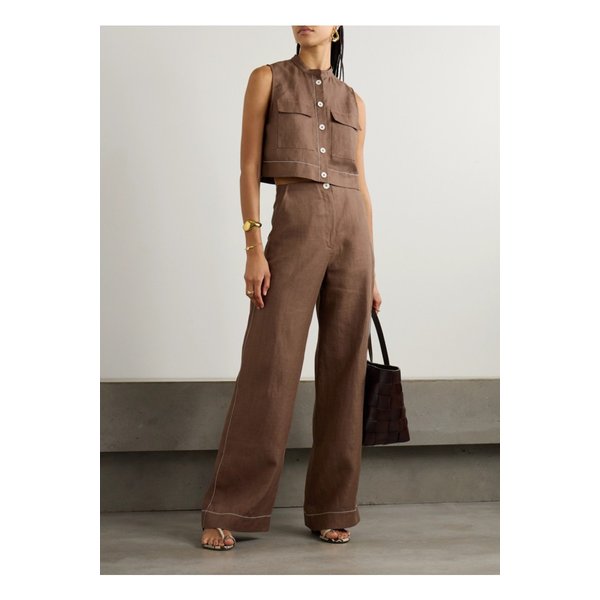 본디 본 바레나 크롭 헤링본  리넨 베스트 초콜릿 1647597338627018