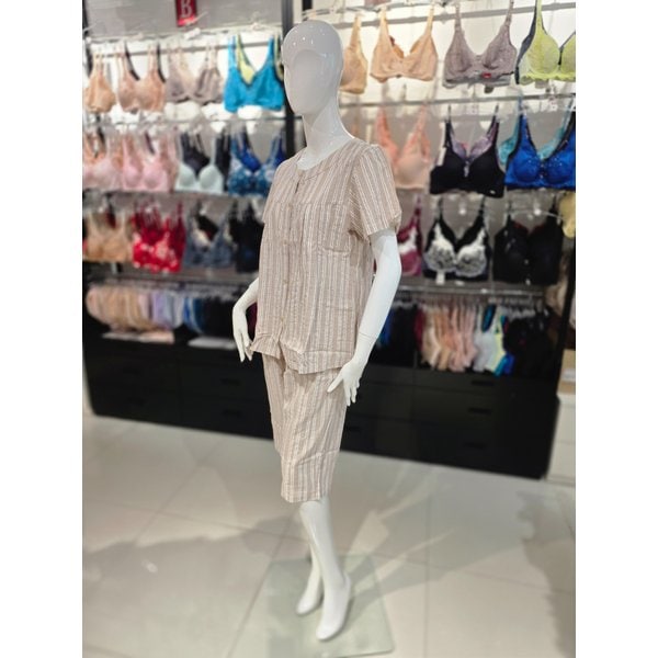 [시흥점] S 와코루 ) 선염 면 요루 스트라이프 여성 파자마 세트 [WPA7166W-PK]