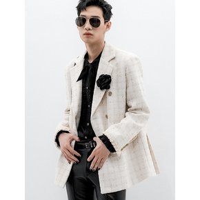 Double-Breasted Boucle Tweed Blazer[White(MAN)]_UTO-FB42