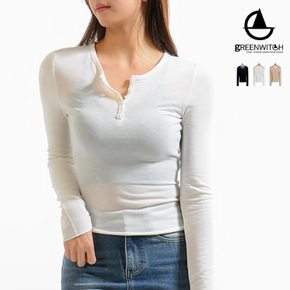 담백한 기장감 버튼넥 텐셀 티셔츠 필라테스복 oz40