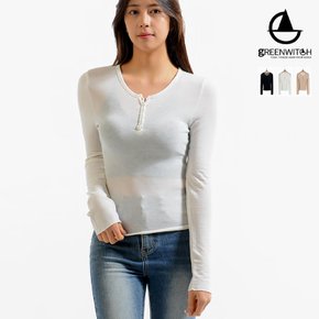 담백한 기장감 버튼넥 텐셀 티셔츠 필라테스복 oz40