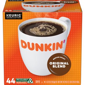 [해외직구] Dunkin  오리지널  블렌드  K컵  Pods  for  Keurig  K컵  Brewers  미디엄  로스트  커피  44카운트  포장은  다를  수  있음
