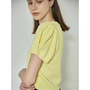 ourcomos comos 849 tulip sleeve crop knit (lemon)