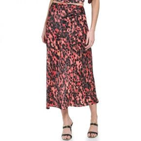 3915677 DKNY Printed Satin Ruche Maxi Skirt