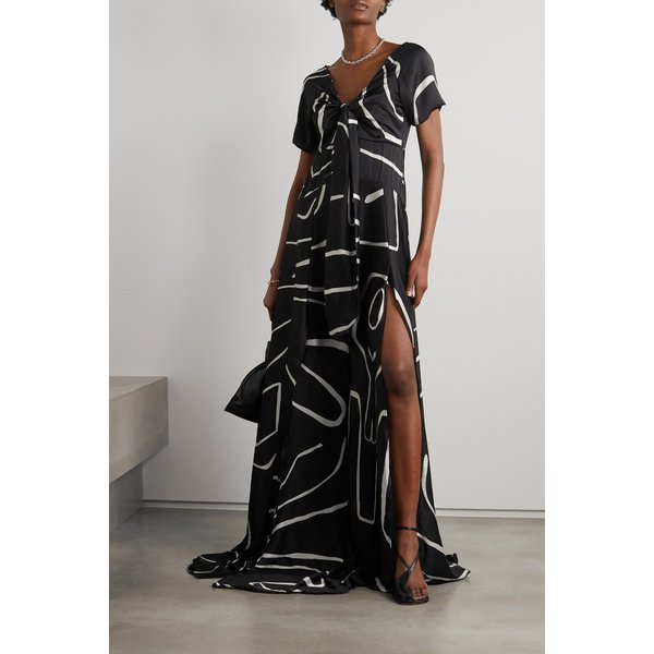 통고로 Net Sustain Sabar Printed Satin Maxi Dress 블랙 33258524072280338
