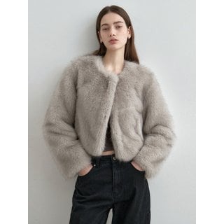 몽돌 소프트 퍼 크롭 자켓 라이트그레이 MDJK047LGRAY