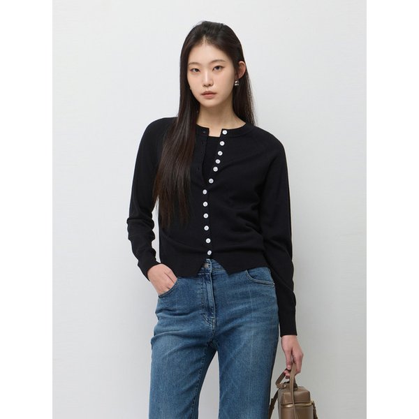 울 콩단추 포인트 가디건_SAKC04611BK