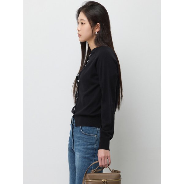 울 콩단추 포인트 가디건_SAKC04611BK