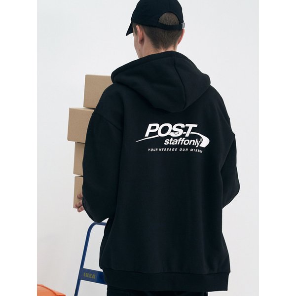 POST ZIP UP HOODIE (BLACK)