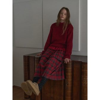 바니쉬먼트 Tartan check pleated_red