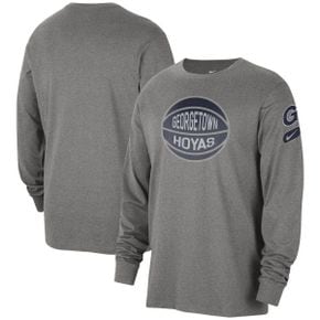 4275590 Nike Mens Heather Gray Georgetown Hoyas Fast Break Long Sleeve T-Shirt