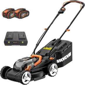 영국 웍스 잔디깎는기계 WORX WG779E.1 36V 40V Max Cordless 34cm Lawn Mower Dual Battery x2