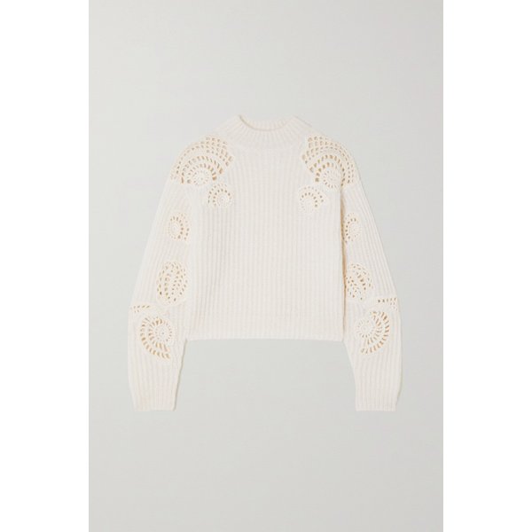Ribbed And Crochet-knit Sweater 오프 화이트 1647597277498503