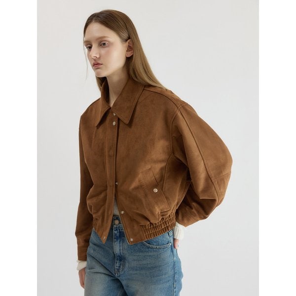 Suede Crop Fit Jacket Brown AT5JUF047BW