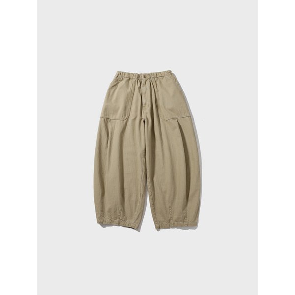 Herringbone Fatigue Balloon Pants - Beige